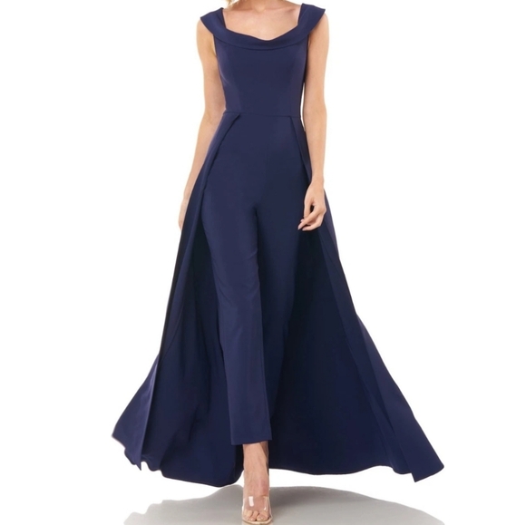 Kay Unger Alara Navy Sleeveless Step Through Jumpsuit - Picture 1 of 5